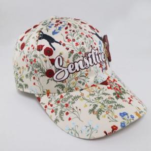 Letter Embroidery / Printed Baseball Caps Full 5 Panel / 6 Panel Floral Patterned