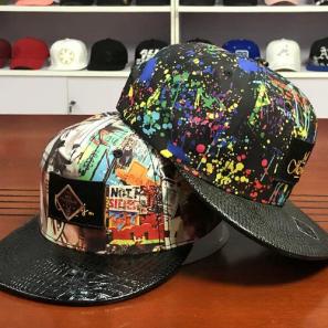 Plastic Buckle Flat Brim Snapback Hats Colorful Digital Sublimation Printed Leather Patch